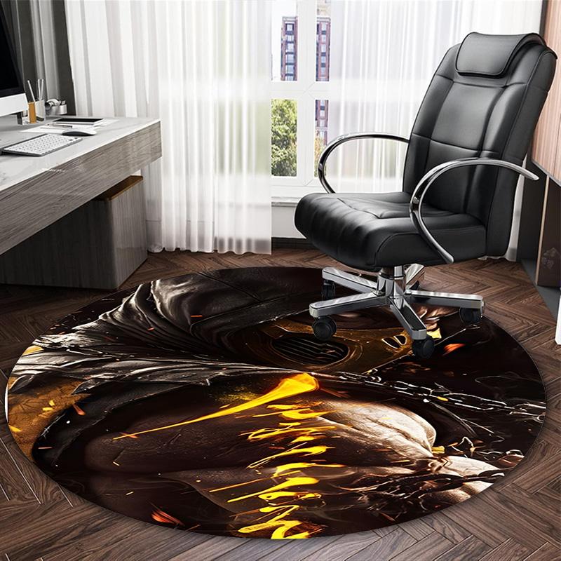 1pc Mortal Kombat4 Print Round Carpet Chair Round Carpet Suitable for Bedroom Living Room Home Decorative Carpet
