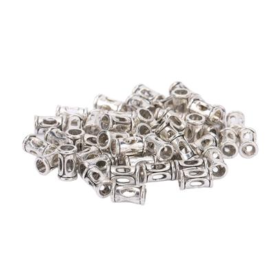 50 Piezas Cuentas para Barba Plata Oscura Tubulares Porosas Aleación Cuentas para Barba Cuentas Espaciadoras Metálicas Hechas a Mano DIY