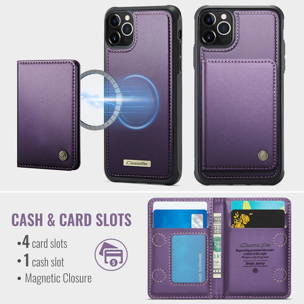 Für iPhone 11 Pro Max Magnetische Hülle CASEME ME80 Serie Leder PC TPU Handyhülle mit Abnehmbarem Portemonnaie