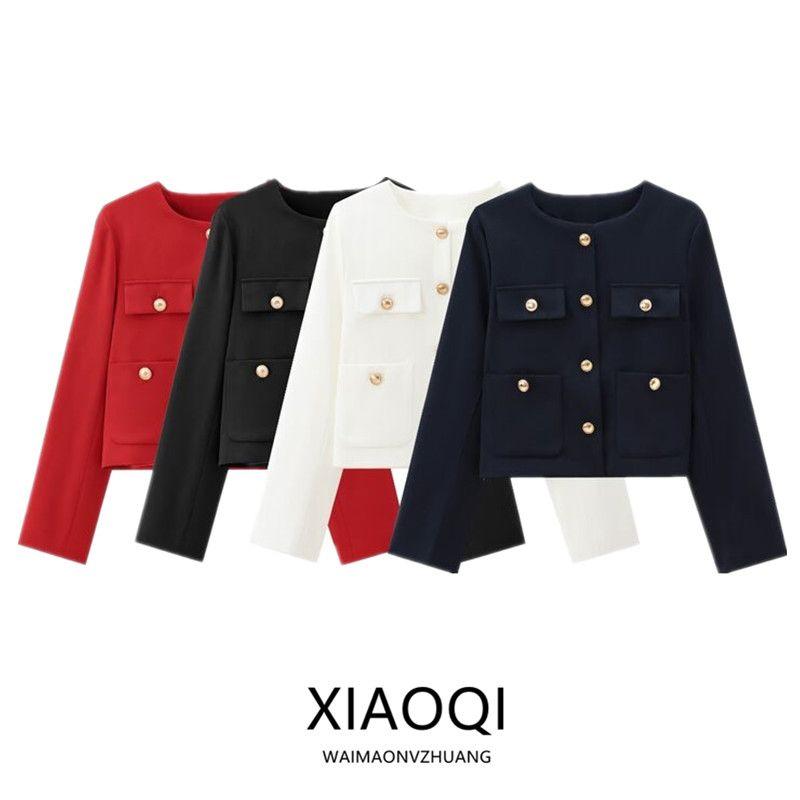 Fashion Style 2024 Autumn New Arrival Women's Easiest for Match Slim Looking Classic Style Gold Button Short Outwear 8630555