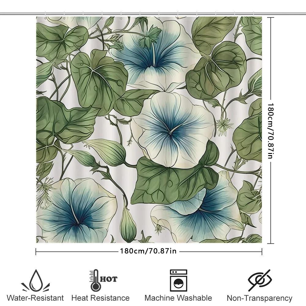 Blue Floral Shower Curtain Waterproof Fabric Decorative Bathrooms Bathroom Liner For Home Decoration In Bath Curtains From Home