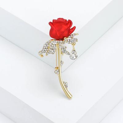 Autumn Fashion Alloy Rhinestone Rose Brooch Trendy Women'S Clothing Brooch Ornament Pin