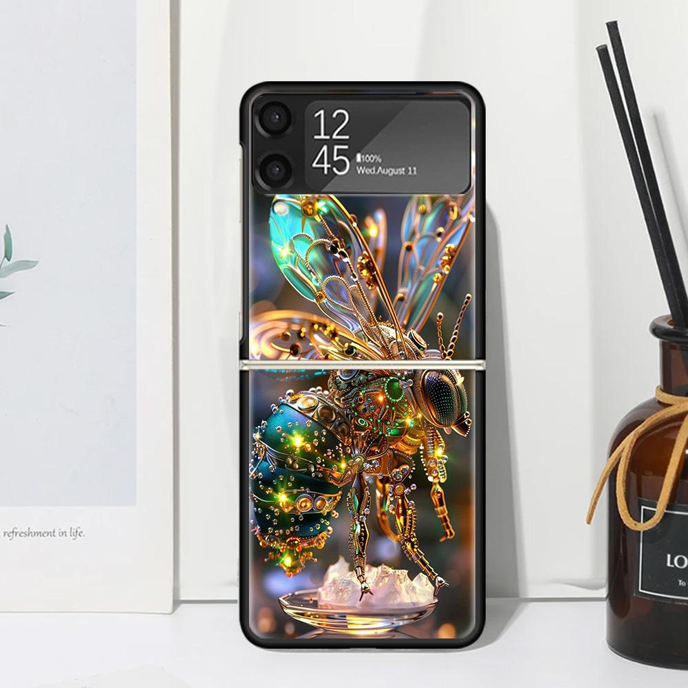 Bee Keeping Honey Animal Phone Case Cover for Samsung Galaxy Z Flip 7 6 5 4 3 5G Flip3 Flip4 Flip5 ZFlip6 ZFlip7 Black Fundas Cl