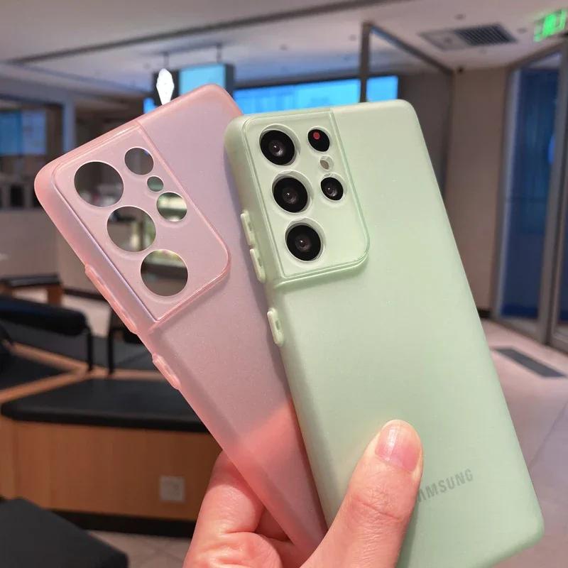 Slim Soft TPU Phone Case For Samsung Galaxy S24 S23 S21 FE S22 Plus A54 A53 A52 A33 A32 A72 Note 20 Ultra Thin Matte Back Cover