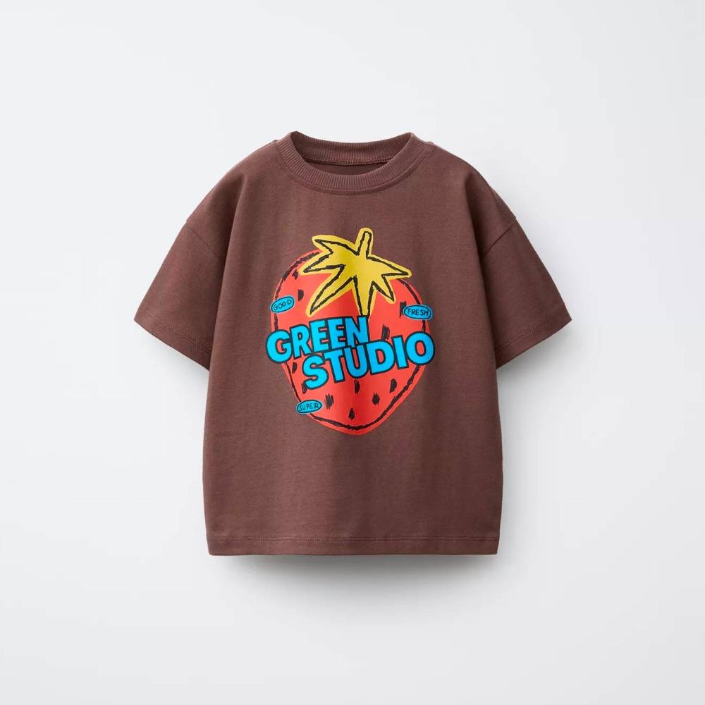 

1-7Years Old Boys Girls Fashion T-shirt Summer Clothes Short-sleeved Tops Toddler Cartoon Printed Tees Loose Casual Sports Tees 110
