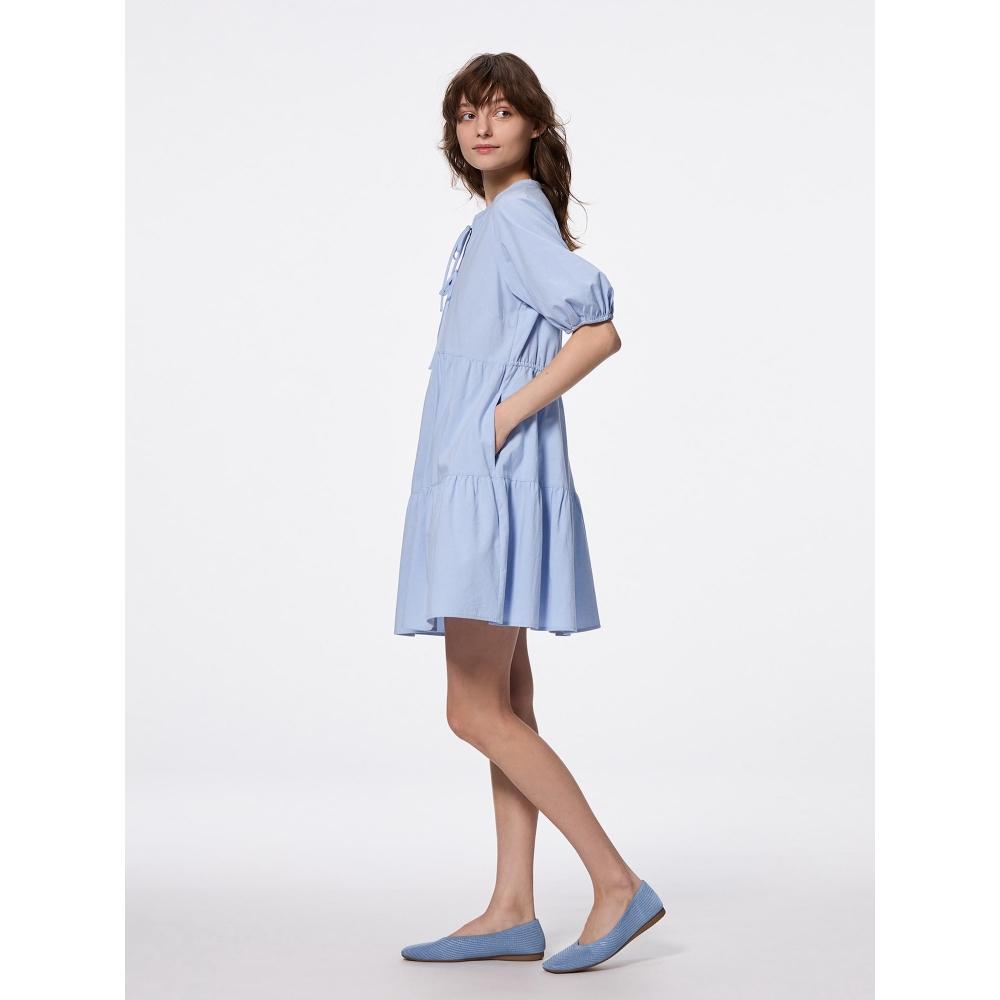 GU by Uniqlo Cotton Tiered Mini Dress  5 Minute Sleeve 