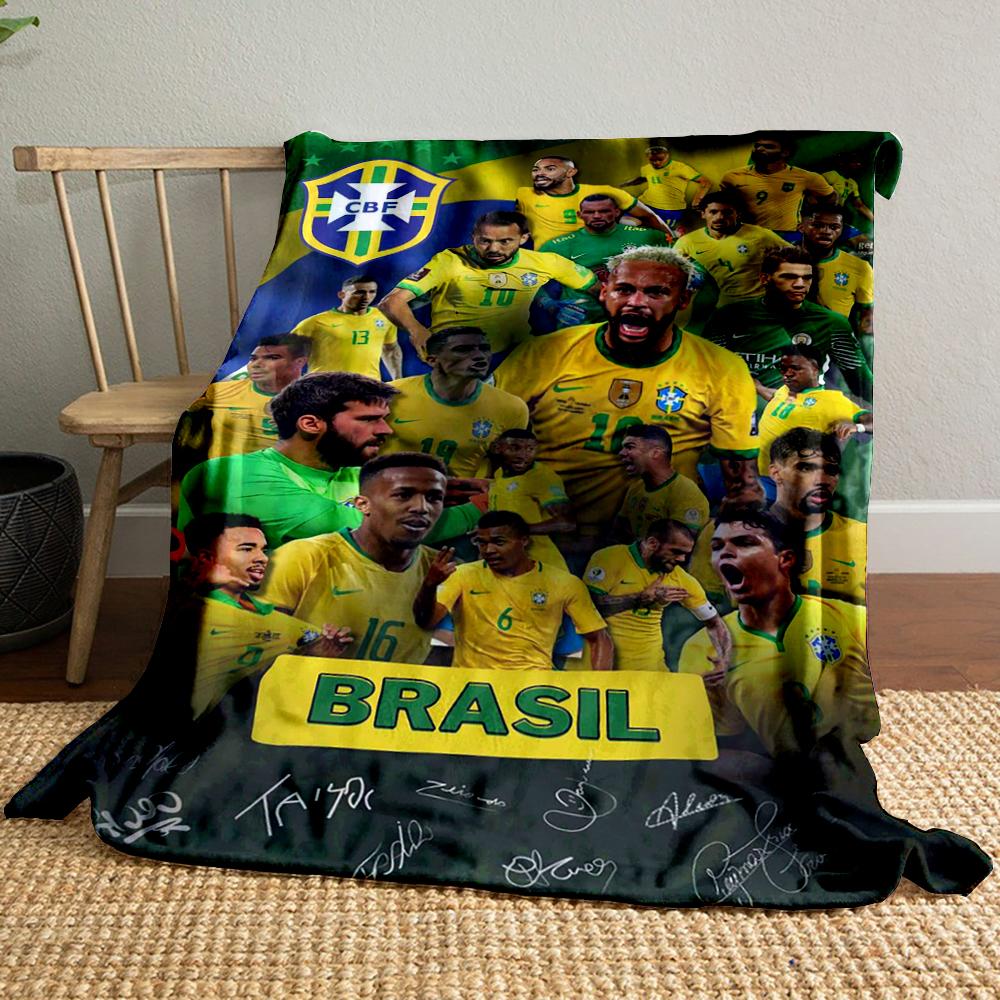 Brazil Football Team Designed Flannel blanket for bedroom, living room, sofa, and nap