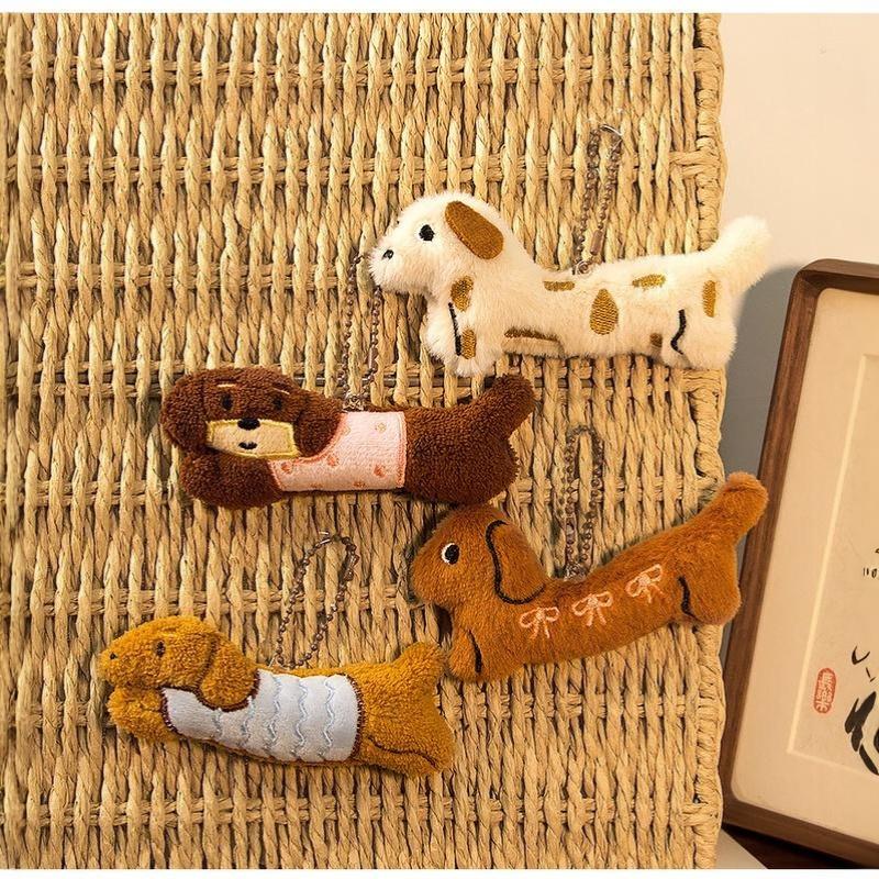 Süßer Dackel Plüsch Schlüsselanhänger Weiche Flauschige Cartoon Würstchenhund Puppe Anhänger Taschendekoration Geschenk für Mädchen Jungen