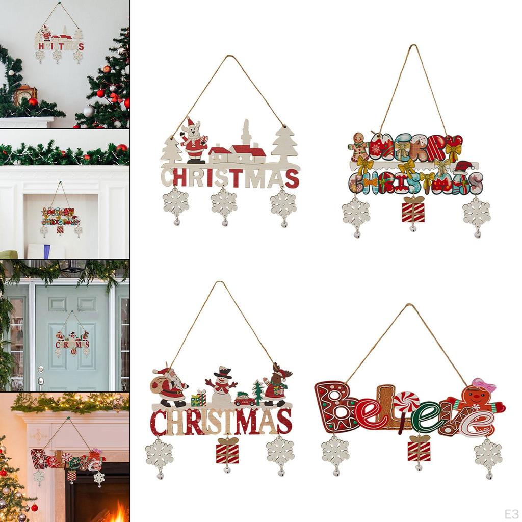 Christmas Wood Hanging Sign ,Xmas Welcome Door Decor Atmosphere Decoration for Wall