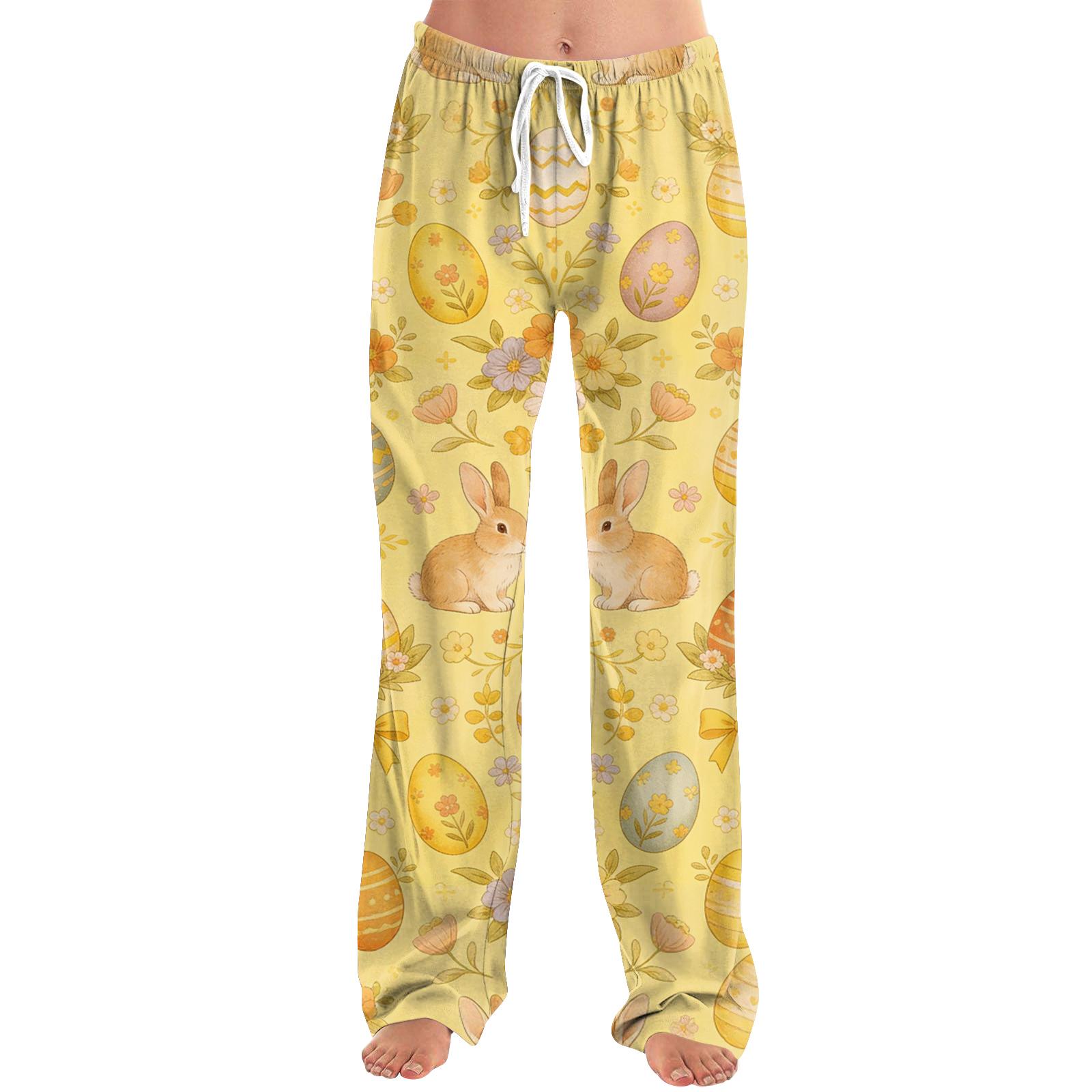 Women s fashionable loose casual Easter cartoon printed casual pants L