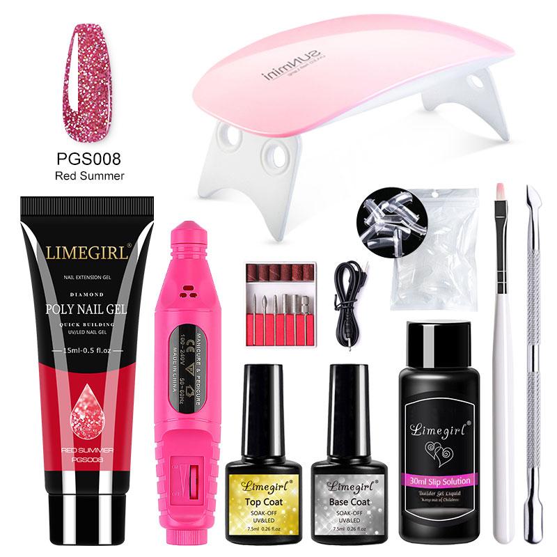 Poly UV Gel Kit All for Manicure Gel Nail Extension Set Slip Solution Builder Acrylic Gel Polish Nail Art Tool Design Fingertips