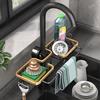 Kitchen Faucet Storage Rack – Dishwashing & Vegetable Washing Basin with Sponge Draining Holder