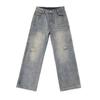 American Retro Old Washed Denim Long Pants Men's Wasteland Wind-mud Dyed Loose Men's Pants Ripped Wide-leg Casual Pants