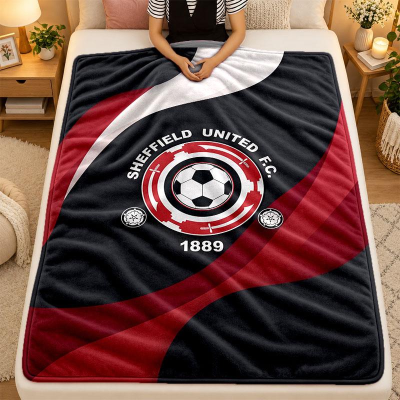 Flannel BlanketSheffield United Football Warm Soft Throw Blanket for Indoor Sofa Bed Living Room Use