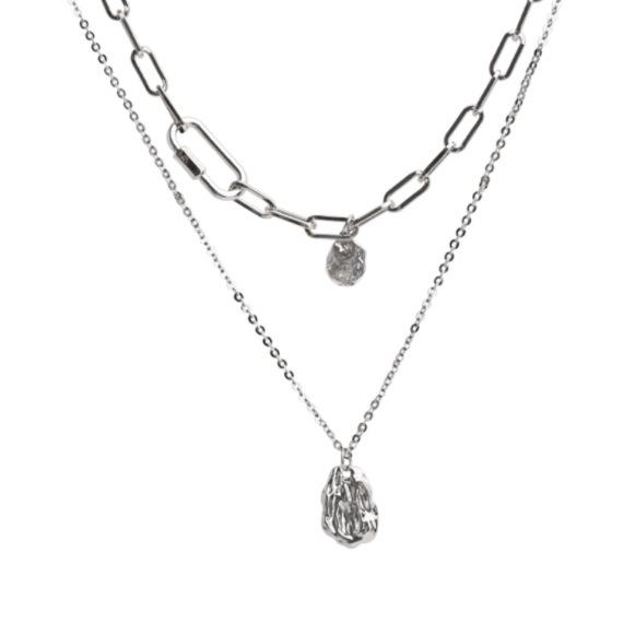 Women's Double Layered Chain Pendant Necklace - Hip Hop Style, Cool Design, High-End Accessory