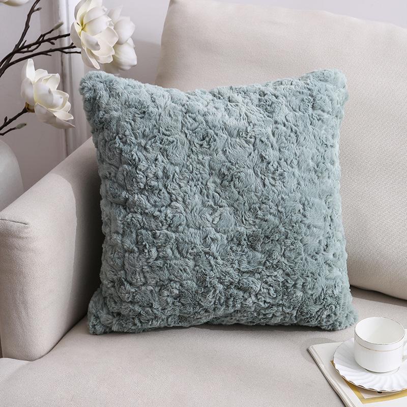 

Большая плюшевая подушка из тисненого кроличьего меха, бытовые товары, двусторонняя однотонная наволочка на диван, офисная подушка 45 * 45Cm