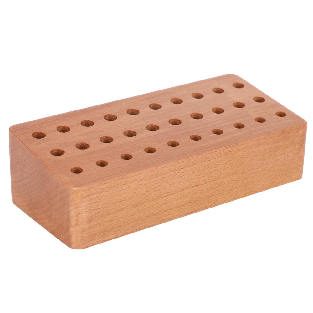 Compact Size Screwdriver Holder Rack 30 Holes Tool Storage Organizer Wood Tools Stand Watch Repair