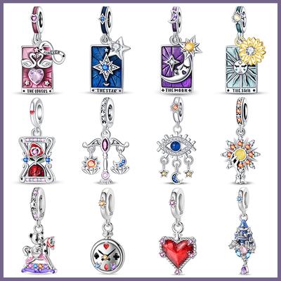 New Copper Exquisite Star Moon Sun Love Libra Tarot Charms Beads Fit Brand Original Bracelet Diy Jewelry Gift