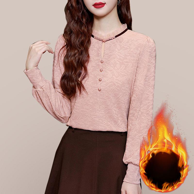 French Lace Necklace Base Shirt New Chinese Style Button Women's Fashionable Exquisite Top