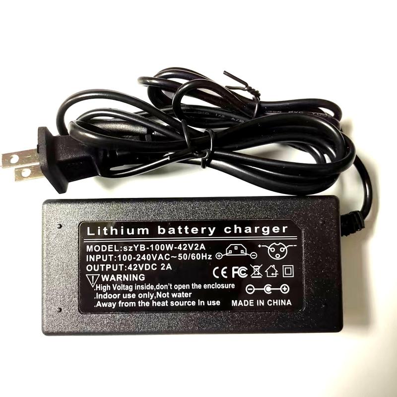 36V Smart Lithium Battery Charger DC42V 2A 5.5x2.1mm For 10 Series 36V 8AH 9AH 10AH 12AH 20AH With Led Indicator EU US Plug