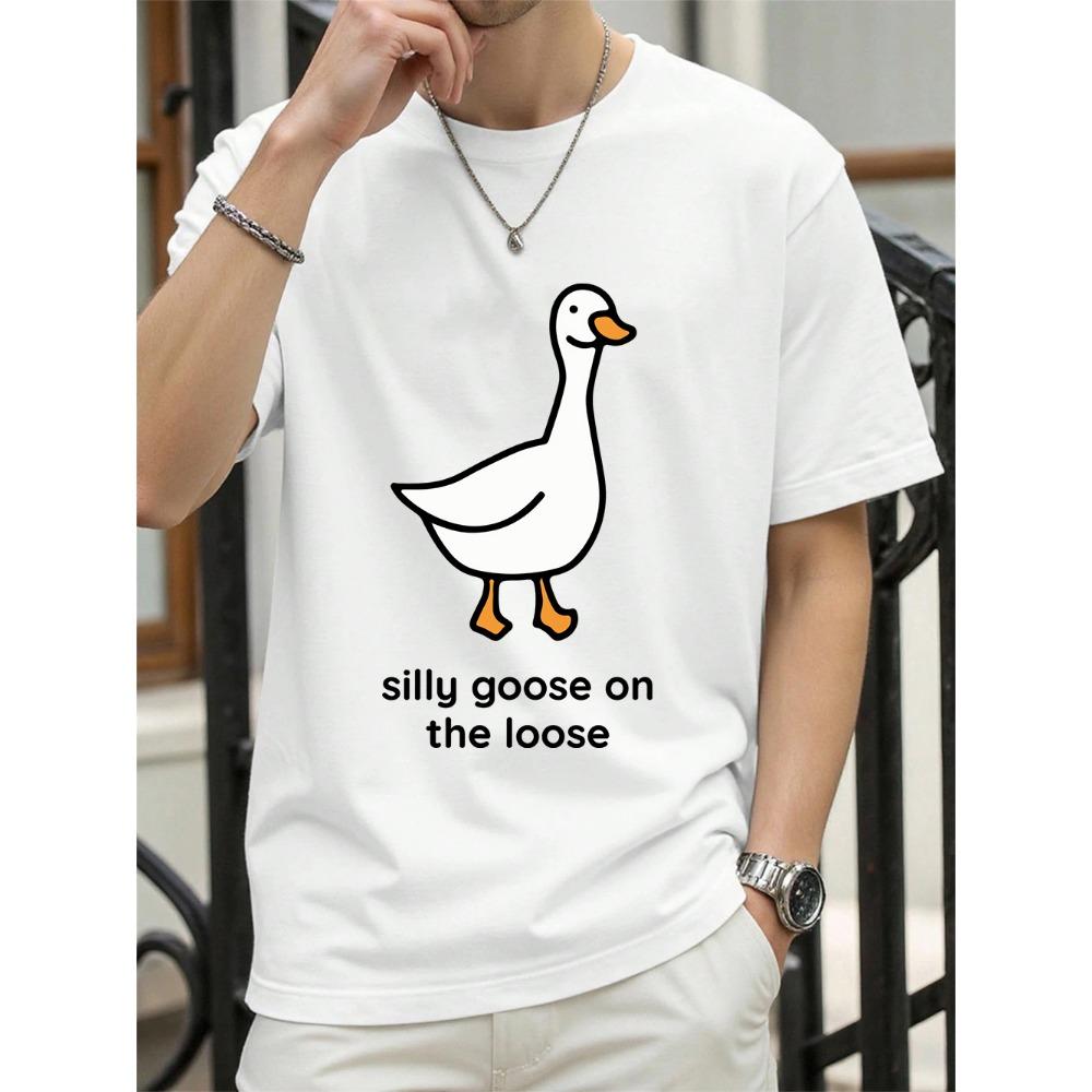Sillu Goose On The Loose Printed T-Shirts Women Summer Cotton Short Sleeve T Shirt O-Neck Soft Oversize Tops Basic Woman Clothes
