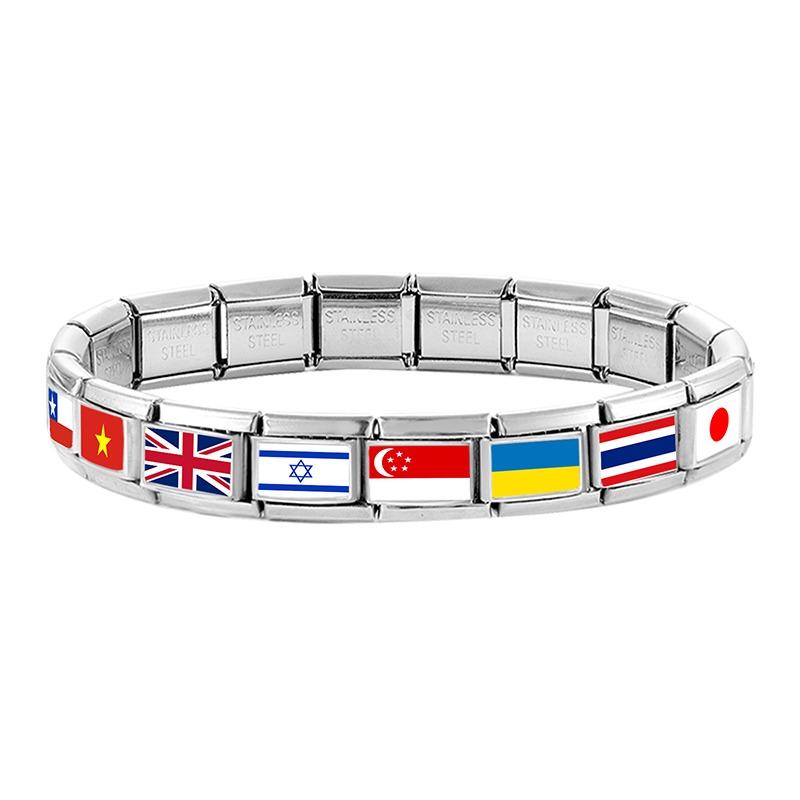 עולם צבעוני חדש דגל לאומי תמונה קסם איטלקי קישור מתאים 9 מ"מ צמיד לנשים גברים תכשיטי נירוסטה יצירה חרוז DIY