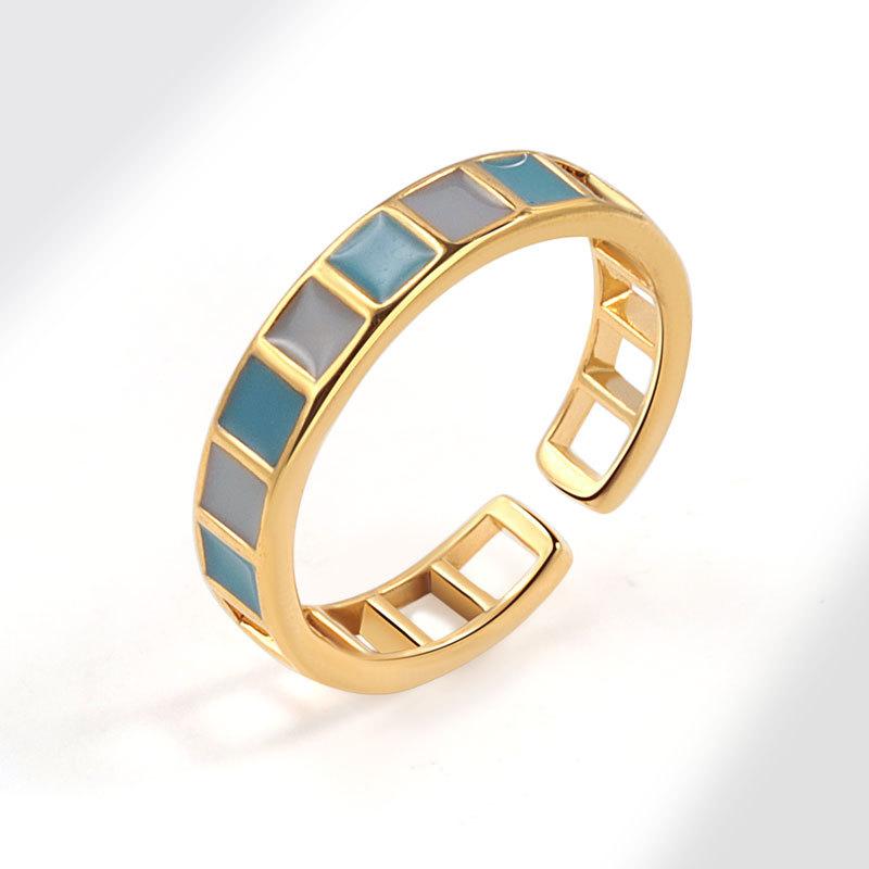 Aukštos kokybės spalvingas emalio širdelės atviro žiedo dizainas, paprastas ir dosnus skonis, moteriškas nišinis, aukštos prabangos emalio mados tendencijų žiedas, papuošalas