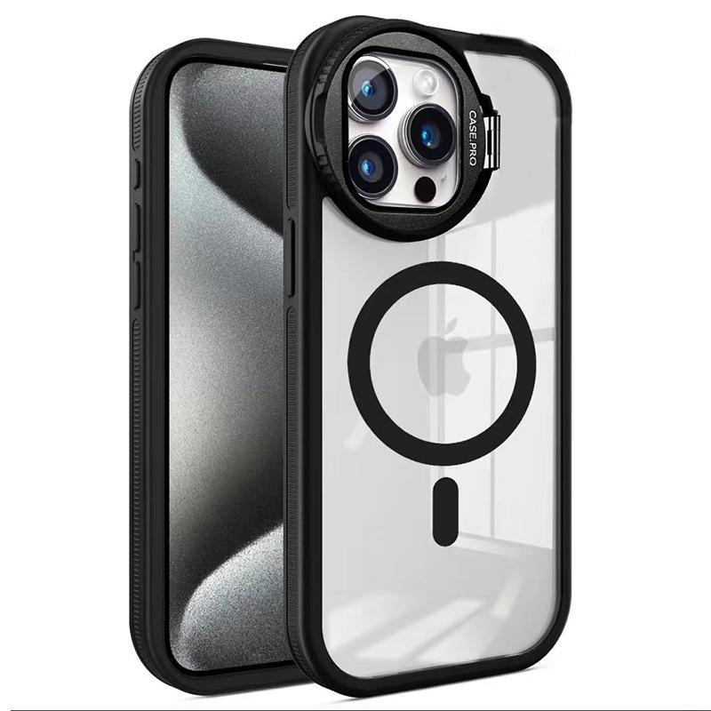 

Чохол для iPhone 13 Pro, захист об єктива, підставка, ТПУ + акрил, сумісний з MagSafe Black