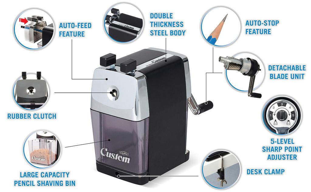 Carl Office Pencil Sharpener, Custom Red, CC-2000-R