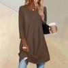 Women's Fashion Casual Three-quarter Sleeve Long Solid Color Round Neck Top