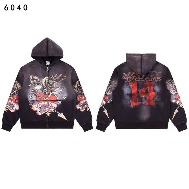 Vintage Washed Distressed Hoodie Denim Pants Set Mens Streetwear Oversized Cotton Sweatshirt Casual Outfit