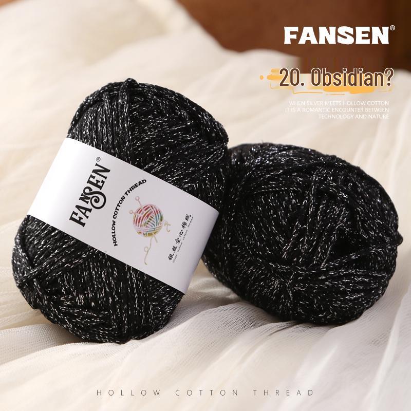 Silver Flash Hollow Cotton Yarn Ball Kit for Hand Knitting & Crochet - Includes Yarn, Hook, and Instructions for DIY Scarf and Sweater Projects