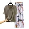 T-shirt girocollo in modal con pantaloni a gamba larga floreali in popeline Set pigiama estivo sottile Tuta casual larga per dormire Loungewear comodo tutto da abbinare
