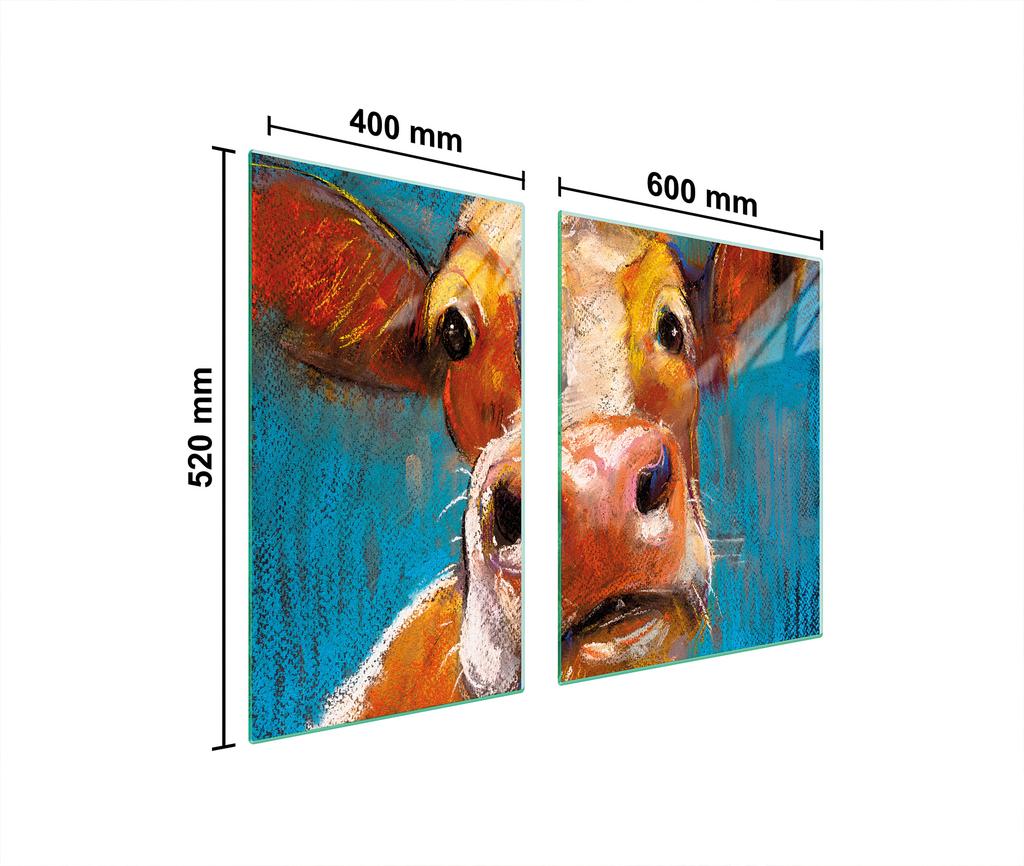 GLASPLATTE und SCHNEIDEBRETT 100x52 KUH