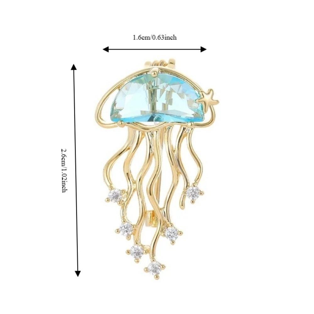 Rhinestone Jellyfish Crystal Lapel Pins Zinc Zinc Alloy Jewelry Accessories Beach Style Badge Pin Gifts