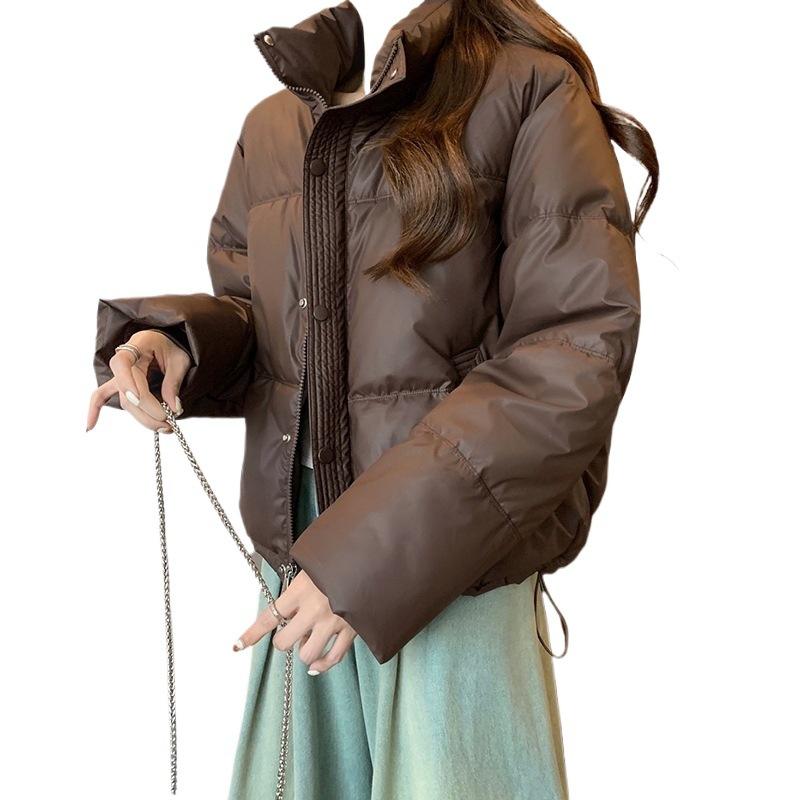 Winter new lambskin cotton-padded jacket stand-up collar temperament short drawstring warm cotton-padded jacket Korean small cotton-padded jacket is n