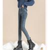 2022 Winter Korean Stytle Thick Pants Streetwear Trousers Fashion Warm Skinny Jeans for Women Female High Waist Slim Trousers