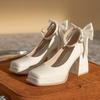 High Heeled Shoes Women 2025 Spring/autumn New Square Toe Mary Jane Shoes Princess Barbie Shoe High Heels Women's Wedding Shoes