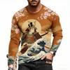 Spring Europe America Men's T-shirt Fashion Hieroglyphs Print Pullover Comfortable Men's Long Sleeve T-shirt Outdoor Oversized Tees Top