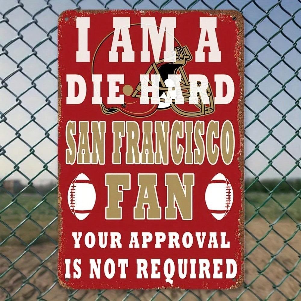 San Francisco 49ers Tin Metal Sign, NFL Football Wall Art Decor for Bar Garage Pub, Vintage Rustic Home Decoration