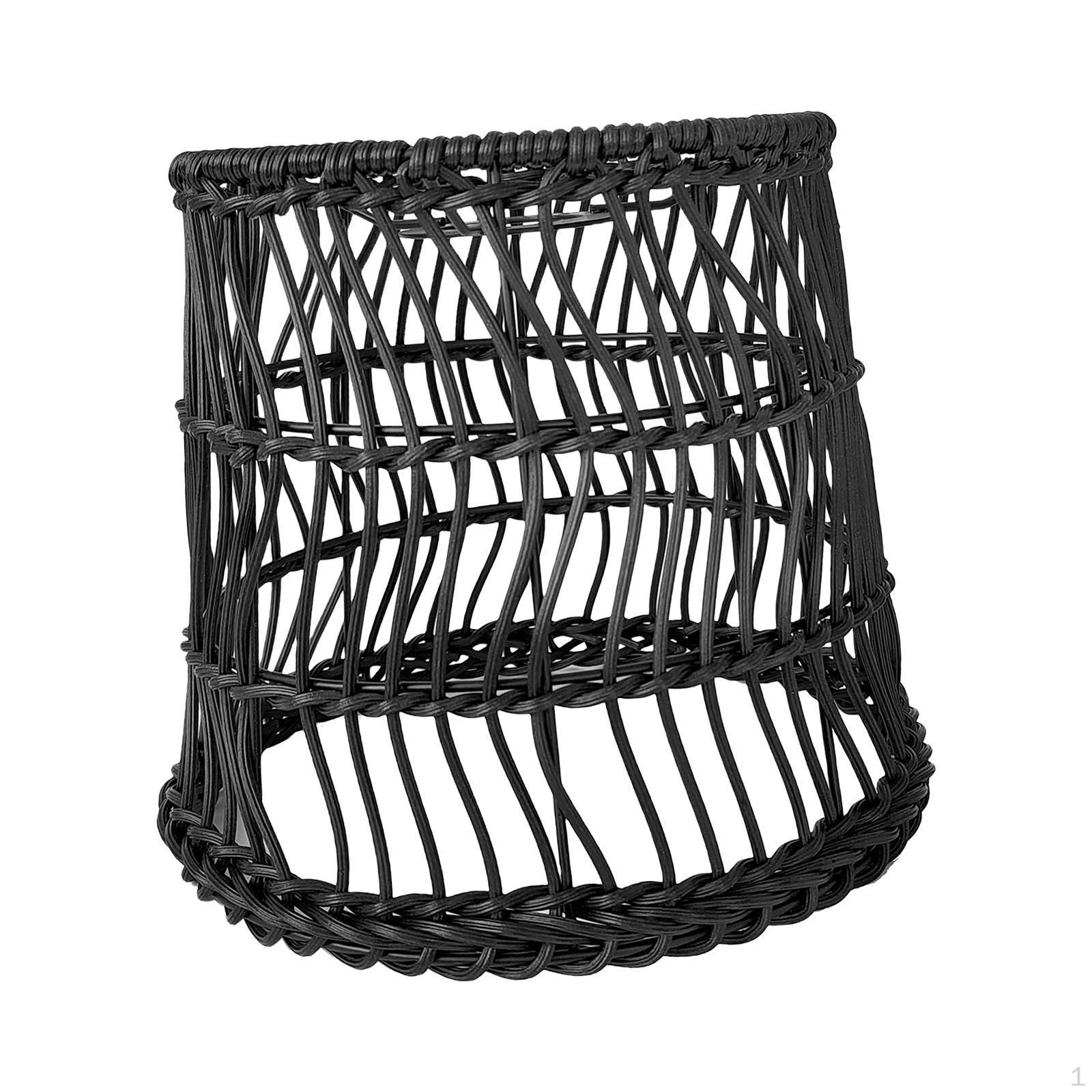 

Chandelier Cover Rattan Lampshade Ornament Handmade Woven Hanging Lamp Natural Black 11X13X15.5cm