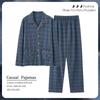 Yu Zhaolin Men's Mid-Aged Long Sleeve Cotton Pajama Set