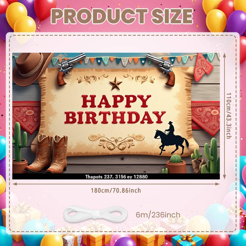 Rodeo Birthday Banner Cowboy Riding  Rodeo Party Display Wild West Birthday Banner Gold Star Embellishment