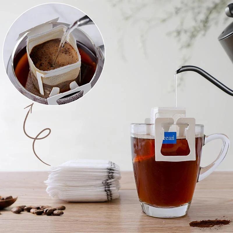 30/50/100Pc Coffee Filters Disposable Coffee Fliter Bags Portable Hanging Ear Style Filters Eco-Friendly Paper Bag Coffee Making