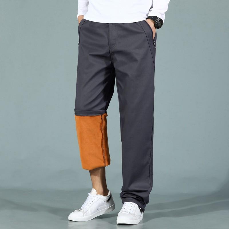 

Men s Winter High Waist Thick Pants Plus Size Loose Thermal Lined Pockets Working Warm Fleece Pants 5XL