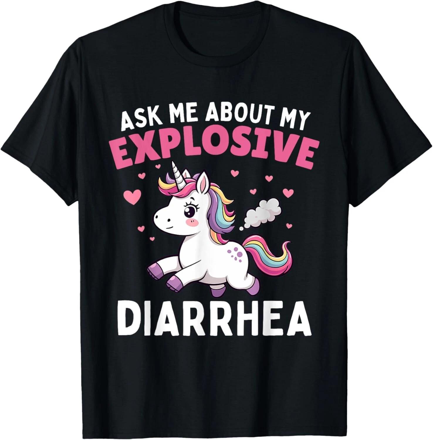 Ask Me About My Explosive Diarrhea Funny Poop Meme Unicorn unisex T-Shirt 3XL
