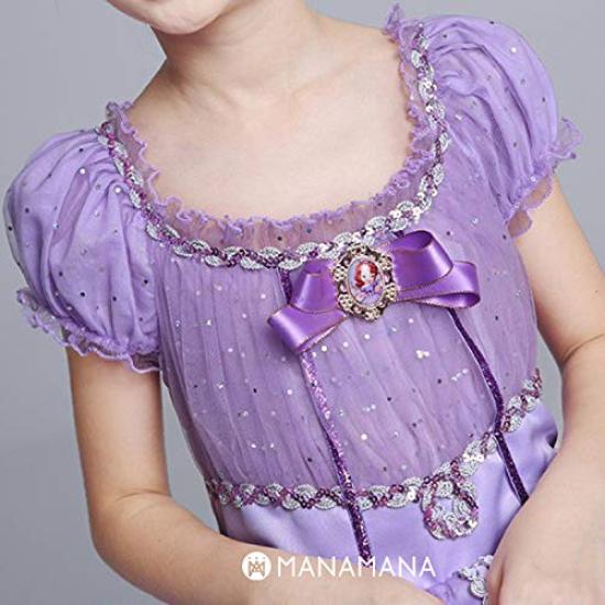 Sofia Princess Kids 120cm [MANAMANA] Children's Dress, Dress, Tiara, Stick, 3-Piece Costume, Purple, Girls, 120,