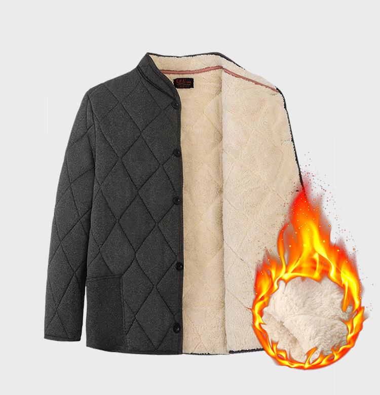 Men's Lambswool Winter Set: Warm Cotton Jacket and Pants for Elderly, Multi-Pocket Design