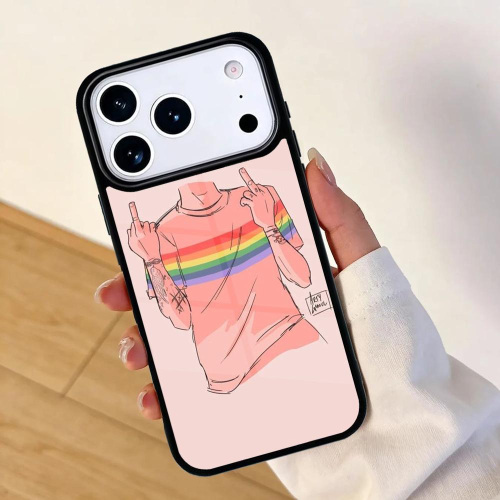 Rainbow Gay LGBT Finger Phone Case For Apple iPhone 17 Air 16 Pro Max 15 Pro Max 14 13 12 11 Mini Back Cover