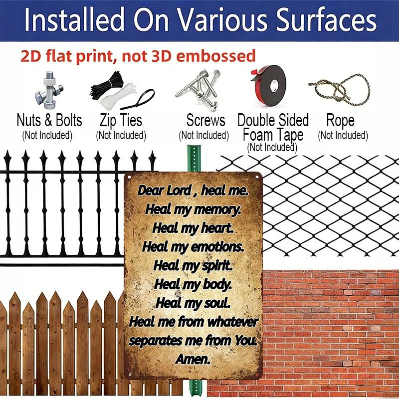 2D Flat, Decorative Sign Vintage "Dear Lord" Rustic Aluminum Wall Art Sign- Inspirational Religious Prayer Plaque Home, Office, Church, Kitchen